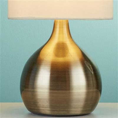 Antique Brass Modern Touch Table Lamp with White Shade