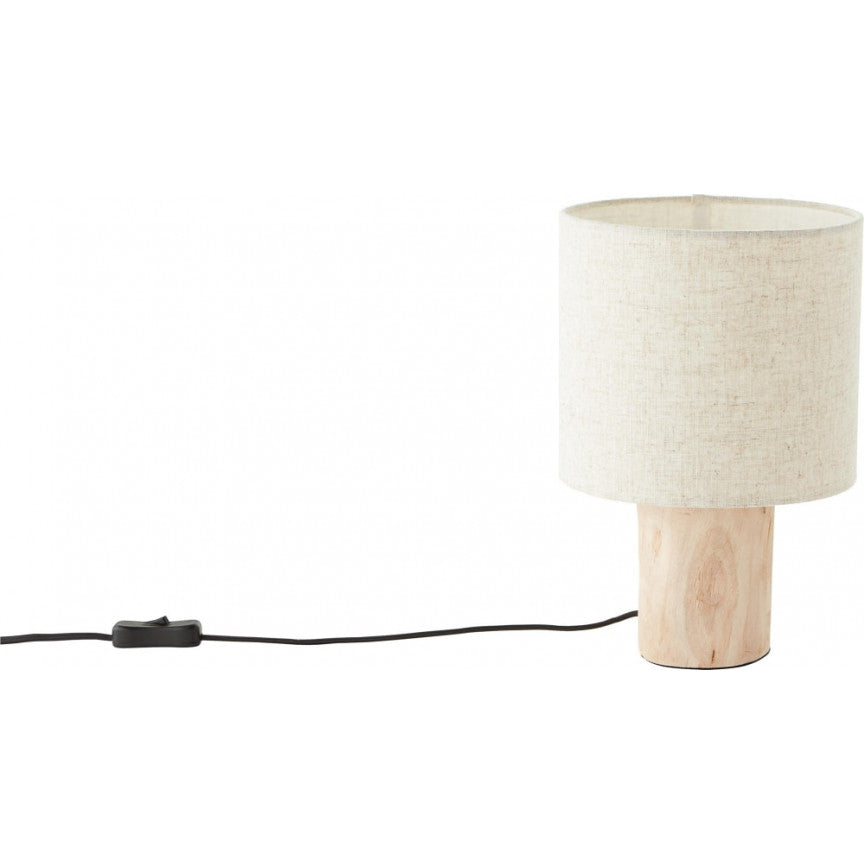 Natural Wood & Linen Table Light