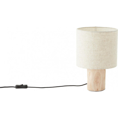 Natural Wood & Linen Table Light