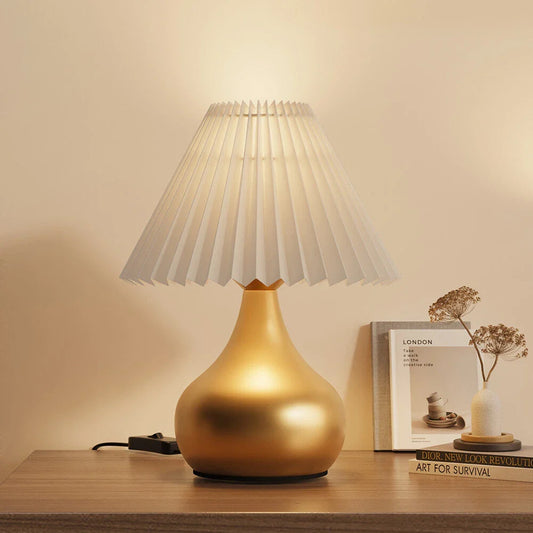 Vintage Traditional Table Lamp Pleated Shade Bedside Lamp