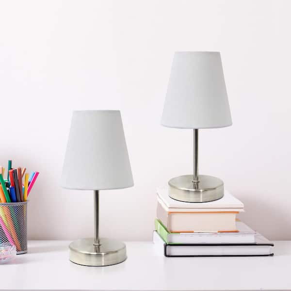 Set of 2 Sand Nickel Mini Basic Table Lamp