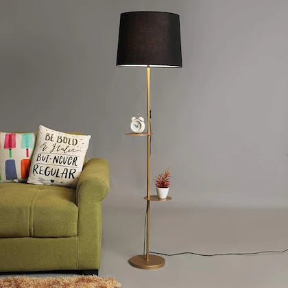 SMARTLY PRICED Home Decor Black Floor Lamp with 2 Shelf Indoor Lighting