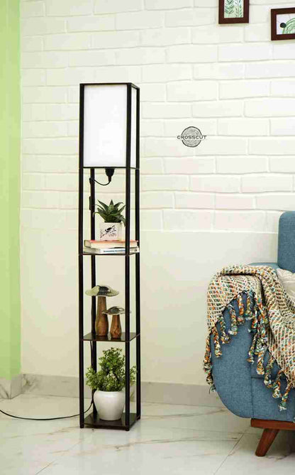 Crosscut Furniture Tower Floor Lamp with 3 Shelf
