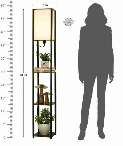 Crosscut Furniture Tower Floor Lamp with 3 Shelf