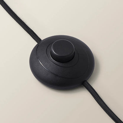 Tavel Matte Black Floor Lamp with Table with Large Reni Shade in Black